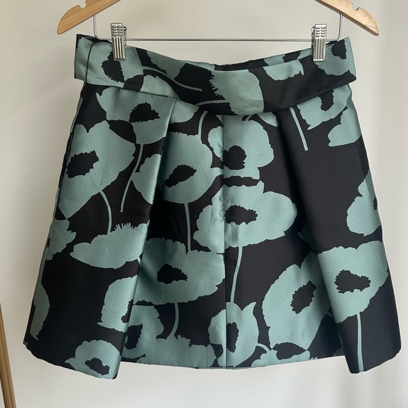 Milly Agata Black and Teal Floral Skater Skirt - Picture 3 of 7